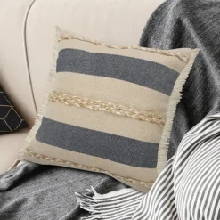 Denim Blue Braided Stripe Throw Pillow, 24 In.-Kirkland's Home Flash Sale