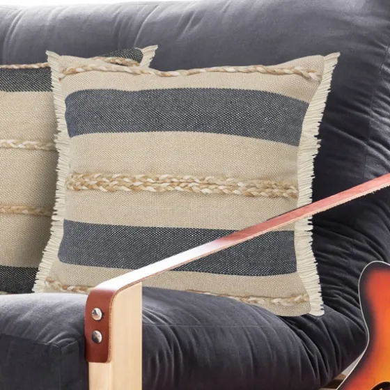 Denim Blue Braided Stripe Throw Pillow, 24 In.-Kirkland's Home Flash Sale