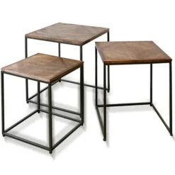 Diamond Wood Top Nesting Accent Tables, Set Of 3-Kirkland's Home Cheap