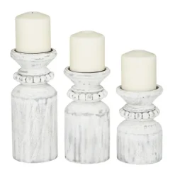 Distressed Beaded Candle Holders, Set Of 3-Kirkland's Home Clearance