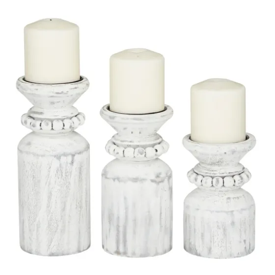 Distressed Beaded Candle Holders, Set Of 3-Kirkland's Home Clearance