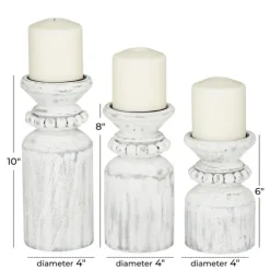 Distressed Beaded Candle Holders, Set Of 3-Kirkland's Home Clearance