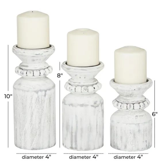 Distressed Beaded Candle Holders, Set Of 3-Kirkland's Home Clearance