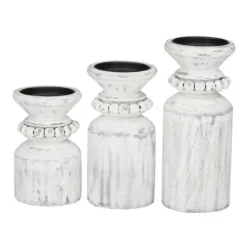 Distressed Beaded Candle Holders, Set Of 3-Kirkland's Home Clearance