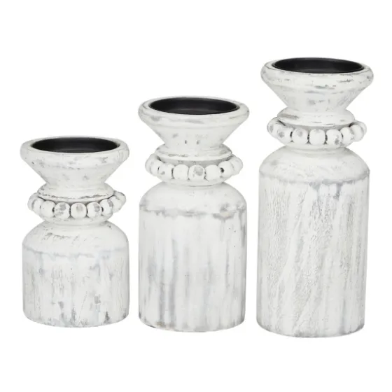 Distressed Beaded Candle Holders, Set Of 3-Kirkland's Home Clearance