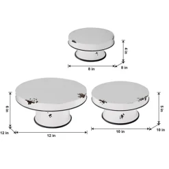 Distressed Black Pedestal Trays, Set Of 3-Kirkland's Home Cheap