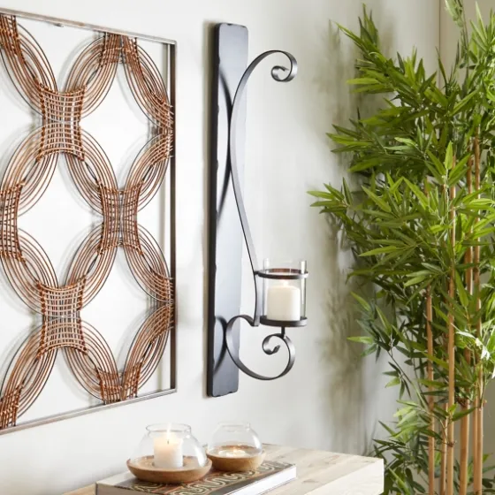Distressed Black Scrolled Metal Sconce-Kirkland's Home Cheap