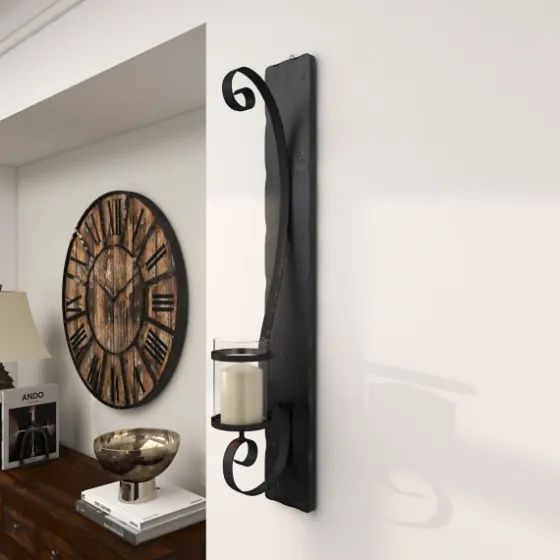 Distressed Black Scrolled Metal Sconce-Kirkland's Home Cheap