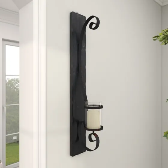 Distressed Black Scrolled Metal Sconce-Kirkland's Home Cheap