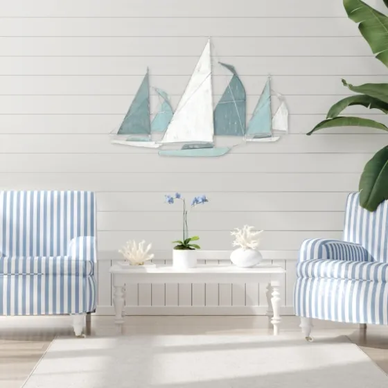 Distressed Blue Sailboats Wall Sculpture-Kirkland's Home Flash Sale