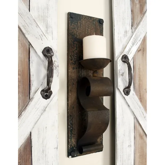Distressed Brown Wood Wall Sconces, Set Of 2-Kirkland's Home Best Sale