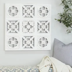 Distressed Carved Wood Floral Wall Plaque-Kirkland's Home Flash Sale
