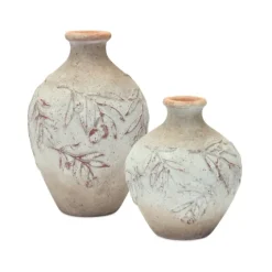 Distressed Cream Foliage Vases, Set Of 2-Kirkland's Home Outlet
