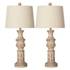 Distressed Cream Table Lamps, Set Of 2-Kirkland's Home Clearance