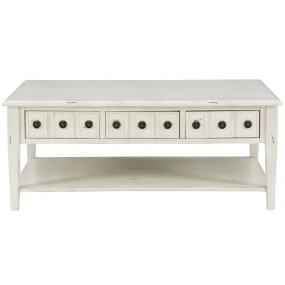 Distressed Cream Wood 3-Drawer Coffee Table-Kirkland's Home Hot