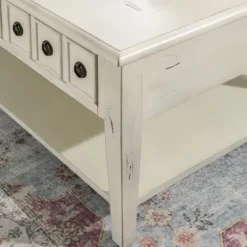 Distressed Cream Wood 3-Drawer Coffee Table-Kirkland's Home Hot