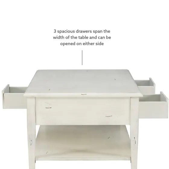 Distressed Cream Wood 3-Drawer Coffee Table-Kirkland's Home Hot