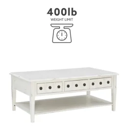 Distressed Cream Wood 3-Drawer Coffee Table-Kirkland's Home Hot