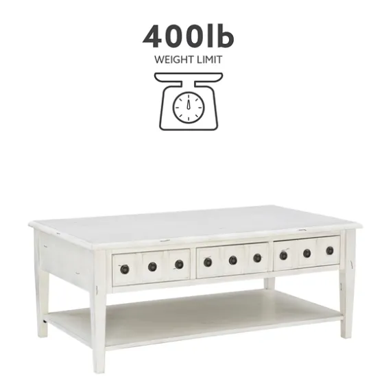 Distressed Cream Wood 3-Drawer Coffee Table-Kirkland's Home Hot