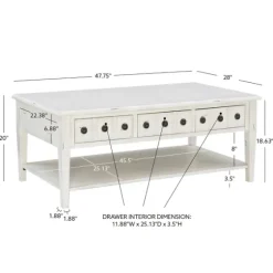 Distressed Cream Wood 3-Drawer Coffee Table-Kirkland's Home Hot