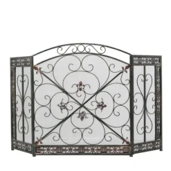 Distressed Fleur De Lis Three-Panel Fire Screen-Kirkland's Home New