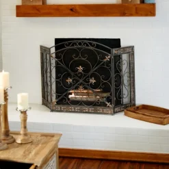 Distressed Fleur De Lis Three-Panel Fire Screen-Kirkland's Home New