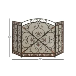 Distressed Fleur De Lis Three-Panel Fire Screen-Kirkland's Home New