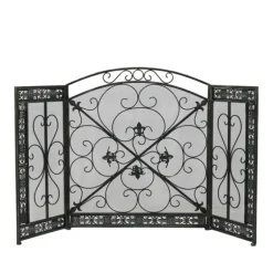 Distressed Fleur De Lis Three-Panel Fire Screen-Kirkland's Home New