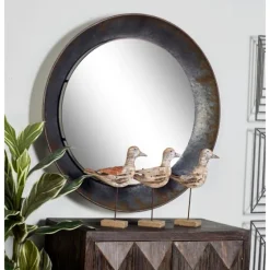 Distressed Galvanized Curved Framed Mirror-Kirkland's Home Online