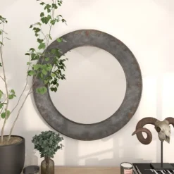 Distressed Galvanized Curved Framed Mirror-Kirkland's Home Online