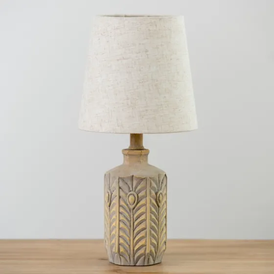 Distressed Gray Carved Table Lamp-Kirkland's Home Flash Sale
