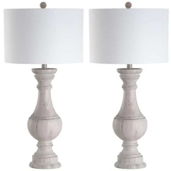 Distressed Ivory Faux Wood Table Lamps, Set Of 2-Kirkland's Home New