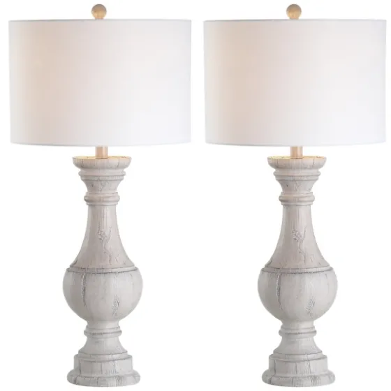 Distressed Ivory Faux Wood Table Lamps, Set Of 2-Kirkland's Home New