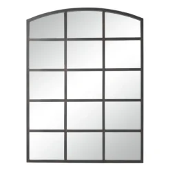 Distressed Metal Windowpane Arched Mirror-Kirkland's Home Discount