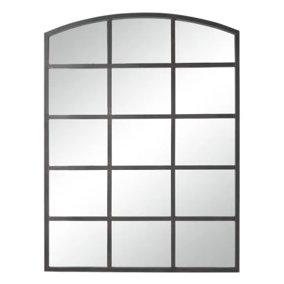 Distressed Metal Windowpane Arched Mirror-Kirkland's Home Discount
