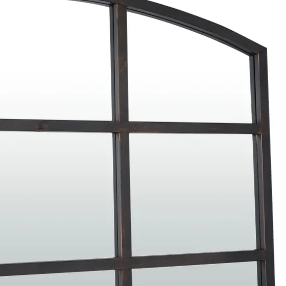 Distressed Metal Windowpane Arched Mirror-Kirkland's Home Discount