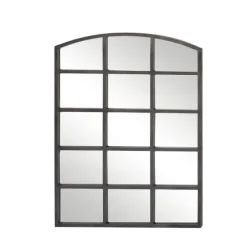 Distressed Metal Windowpane Arched Mirror-Kirkland's Home Discount