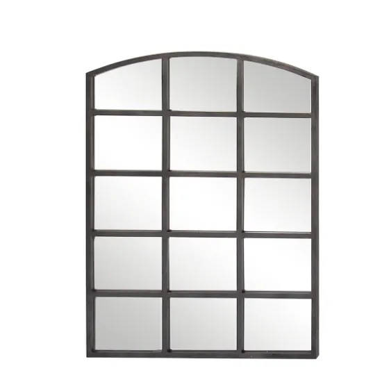 Distressed Metal Windowpane Arched Mirror-Kirkland's Home Discount