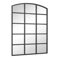 Distressed Metal Windowpane Arched Mirror-Kirkland's Home Discount