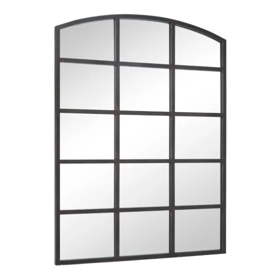 Distressed Metal Windowpane Arched Mirror-Kirkland's Home Discount