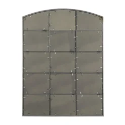 Distressed Metal Windowpane Arched Mirror-Kirkland's Home Discount