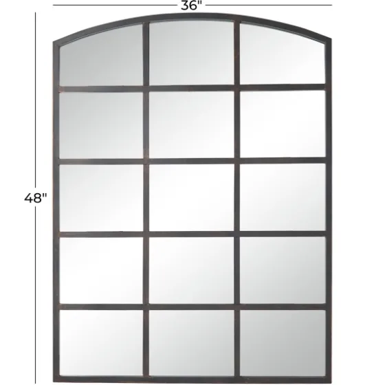 Distressed Metal Windowpane Arched Mirror-Kirkland's Home Discount