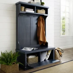 Distressed Navy Seanan Storage Hall Tree-Kirkland's Home New