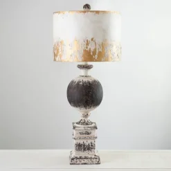 Distressed Round Black Table Lamp-Kirkland's Home New