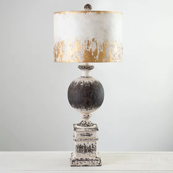 Distressed Round Black Table Lamp-Kirkland's Home New