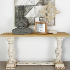 Distressed Rustic Carved Console Table-Kirkland's Home Clearance
