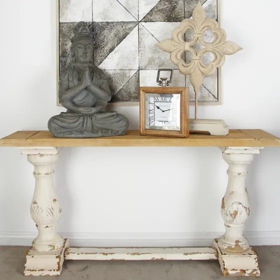 Distressed Rustic Carved Console Table-Kirkland's Home Clearance