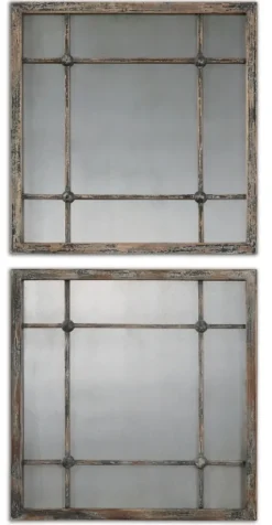 Distressed Slate Blue Wood Wall Mirrors, Set Of 2-Kirkland's Home Cheap