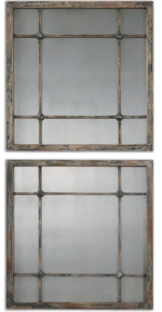 Distressed Slate Blue Wood Wall Mirrors, Set Of 2-Kirkland's Home Cheap