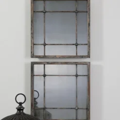 Distressed Slate Blue Wood Wall Mirrors, Set Of 2-Kirkland's Home Cheap